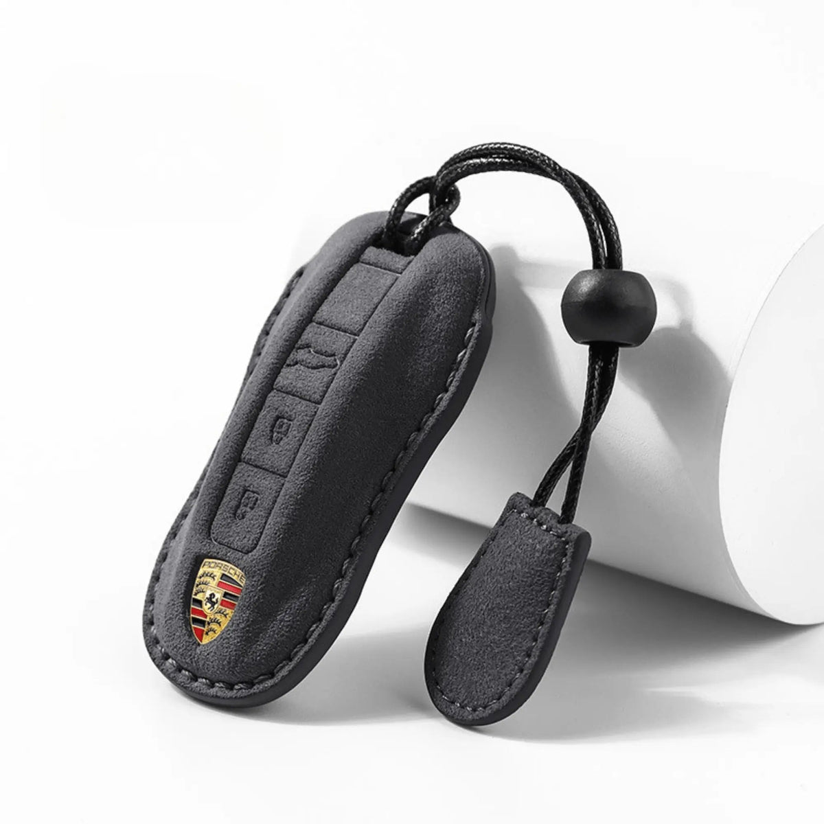 Porsche key fob covers in leather, Alcantara and carbon