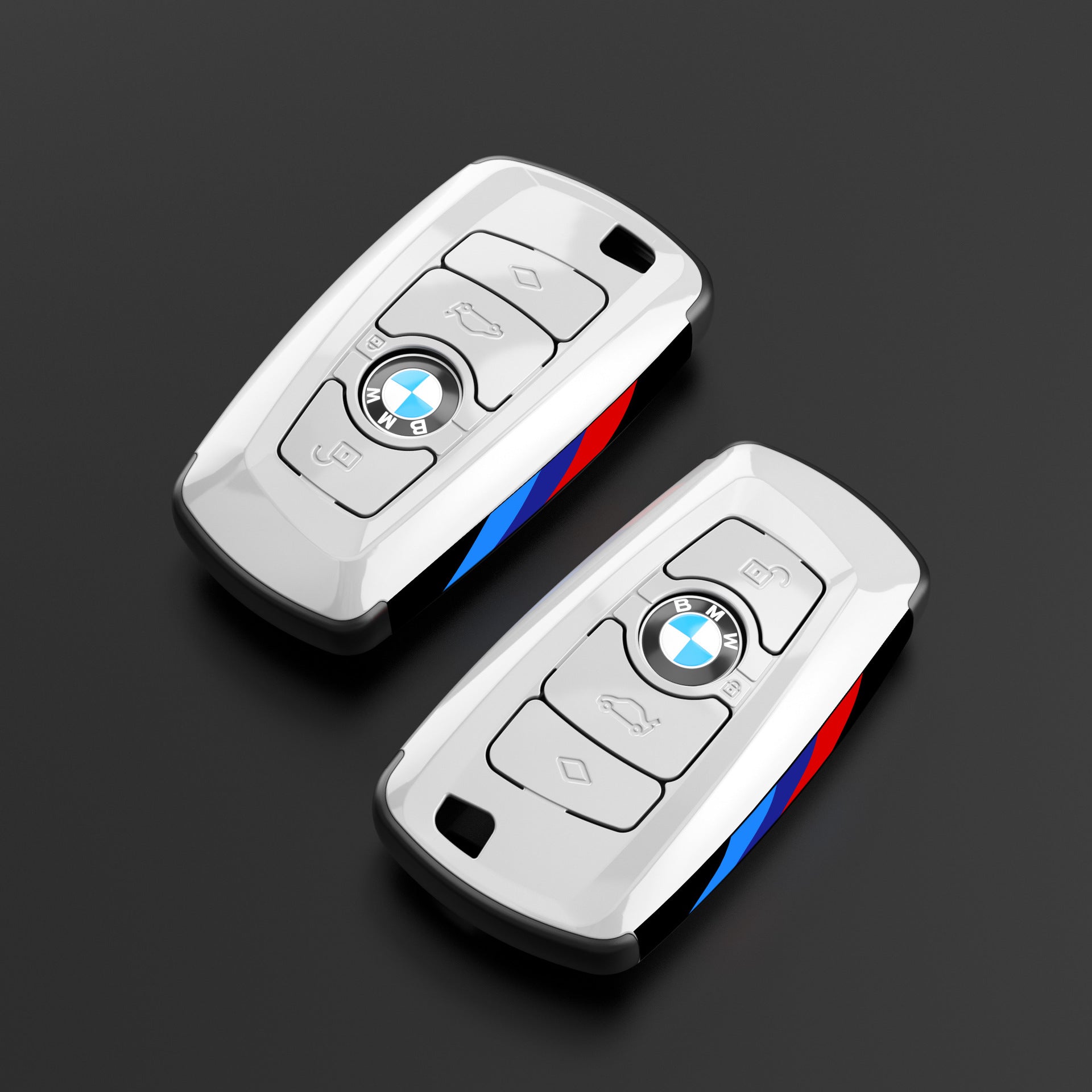 BMW smart key case in white – set of two front and back