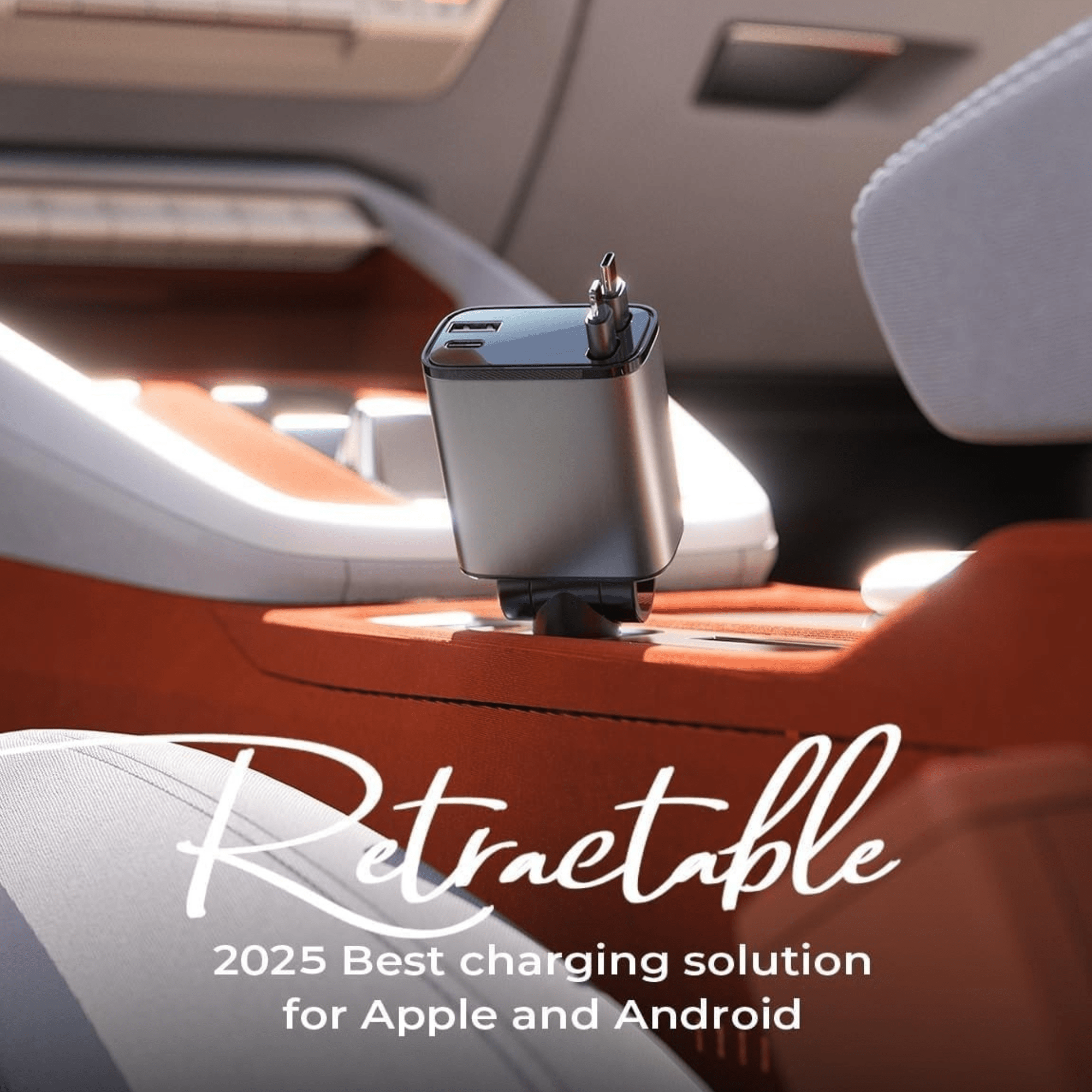 4 - in - 1 Retractable Car Charger | 69W Fast Charging USB - C Adapter for iPhone & Android - Jonparts