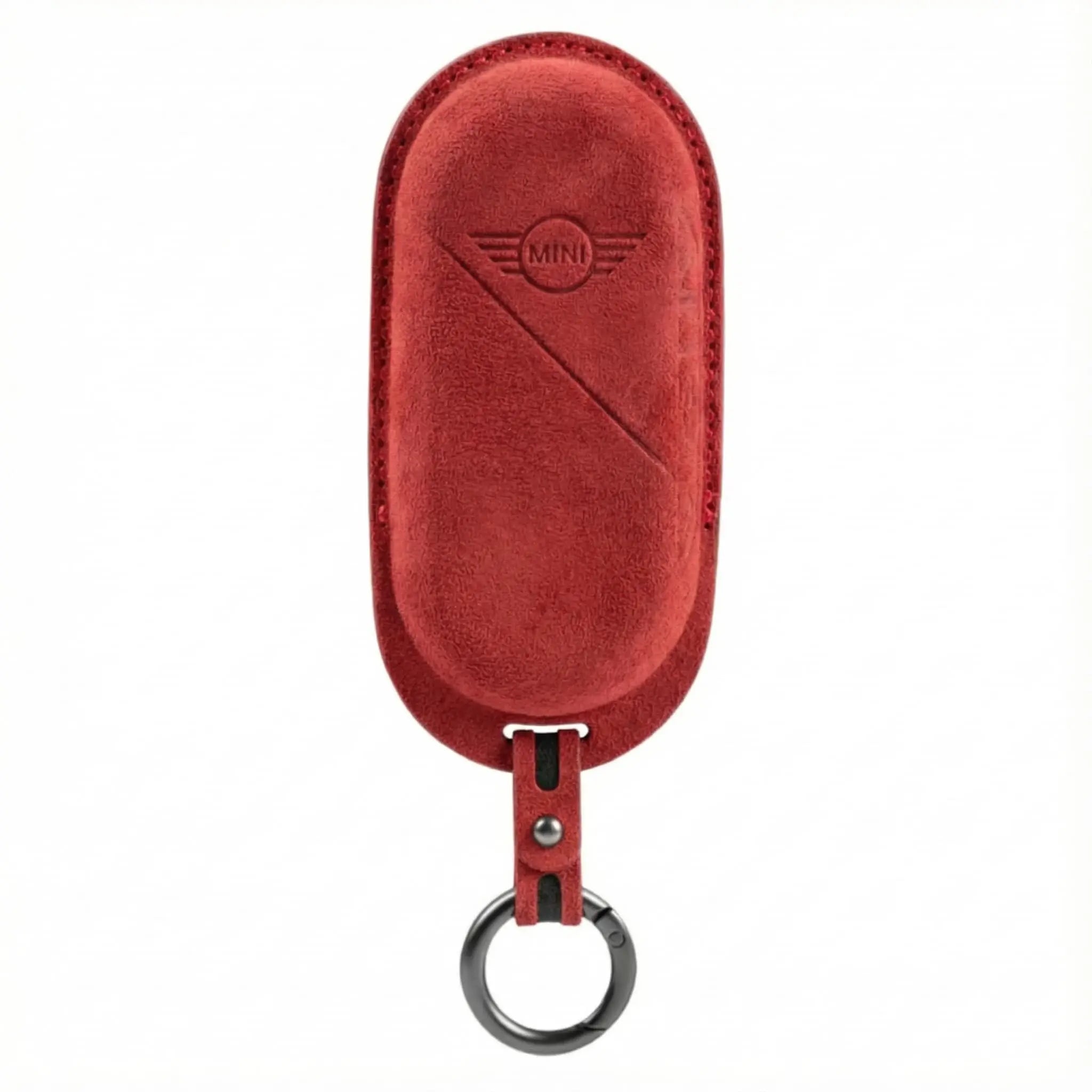 Mini Cooper key cover red Alcantara - luxury suede key fob protection for Mini Cooper models
