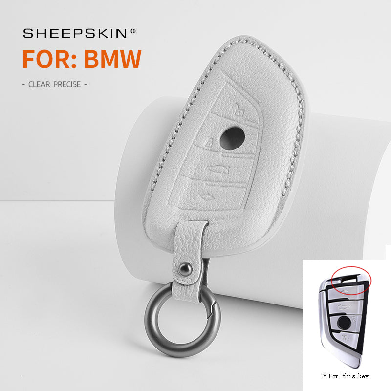 BMW Type A sheepskin key cover - White