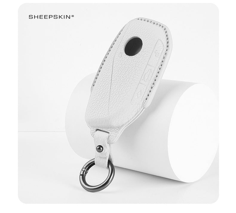BMW Type D sheepskin key cover - White