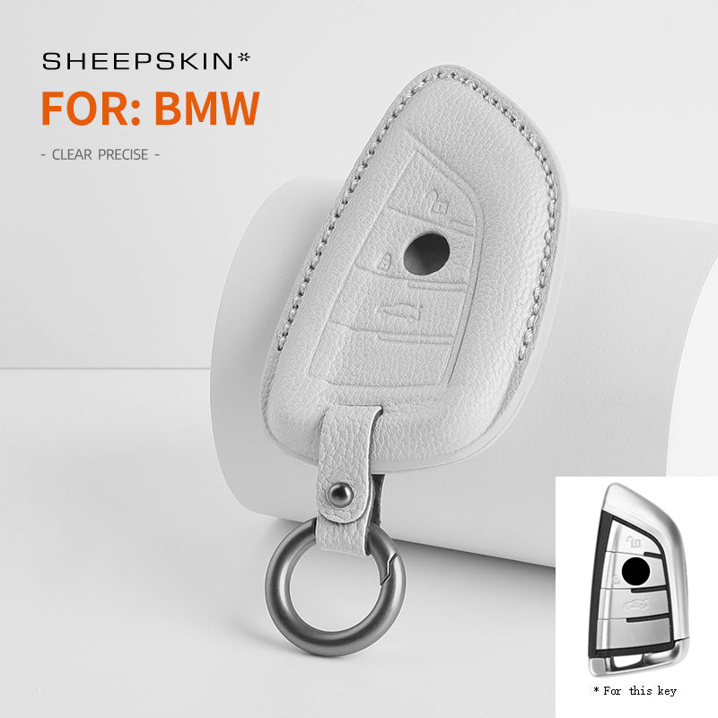 BMW Type G sheepskin key cover - White