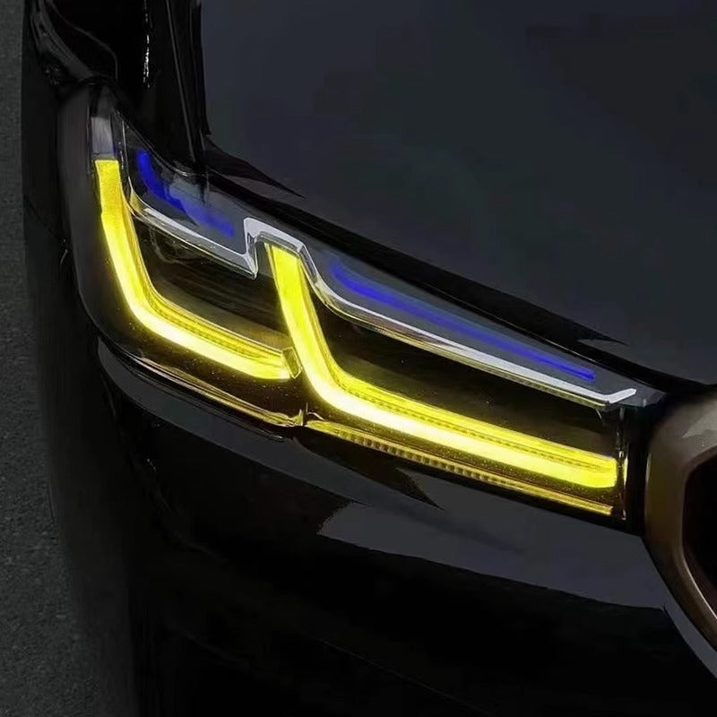 BMW M5 F90 LCI yellow DRL LED lights installed – CSL style