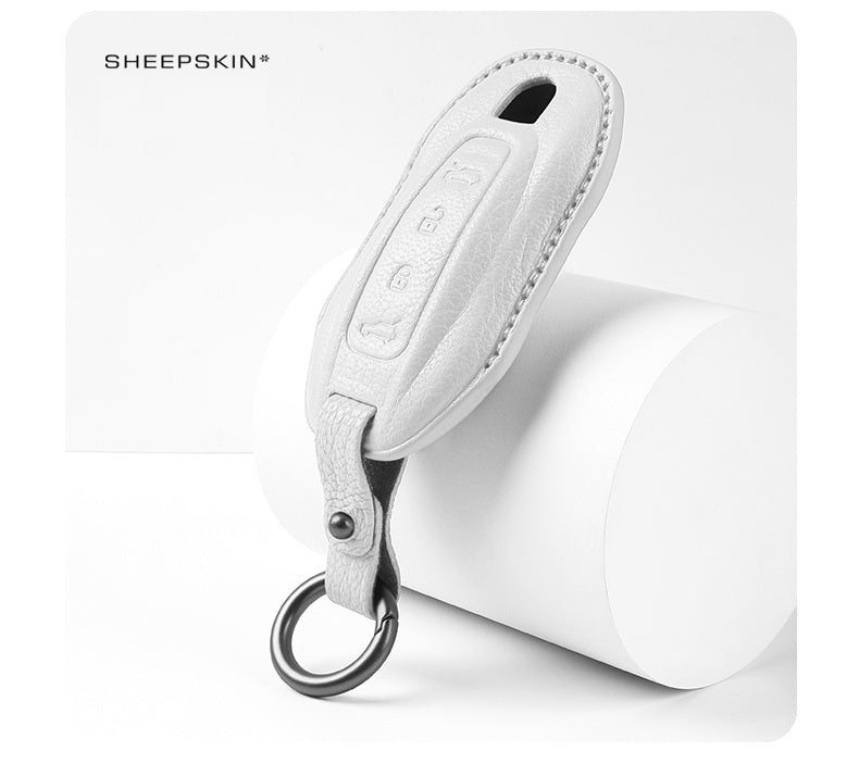 Porsche Type C sheepskin key cover - White