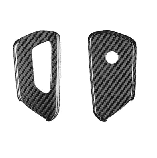 Black carbon fiber Škoda key cover Type A – front and back view