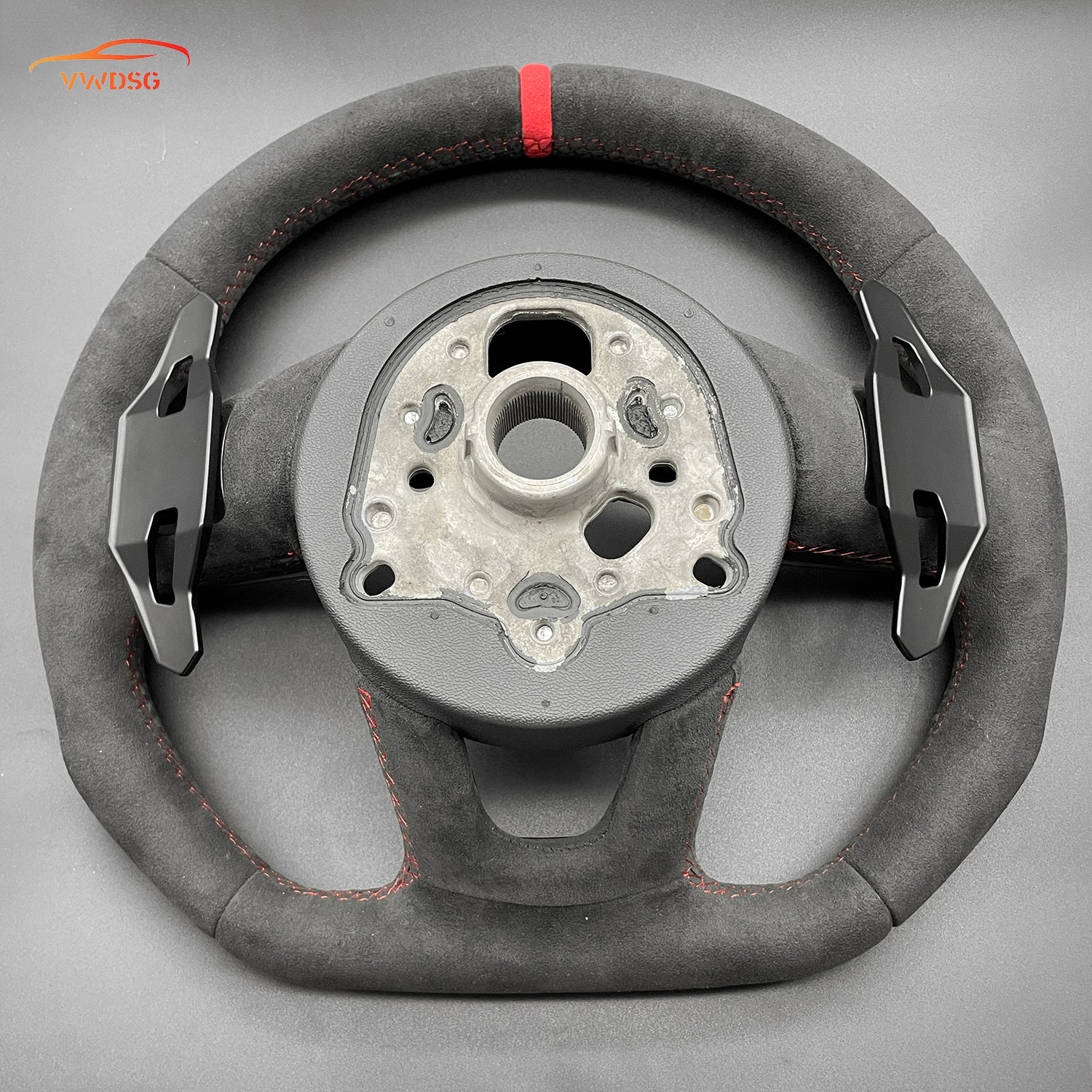 Audi Alcantara Flat - Bottom Steering Wheel | Urus - Style Paddles | Red Center Stripe - Jonparts