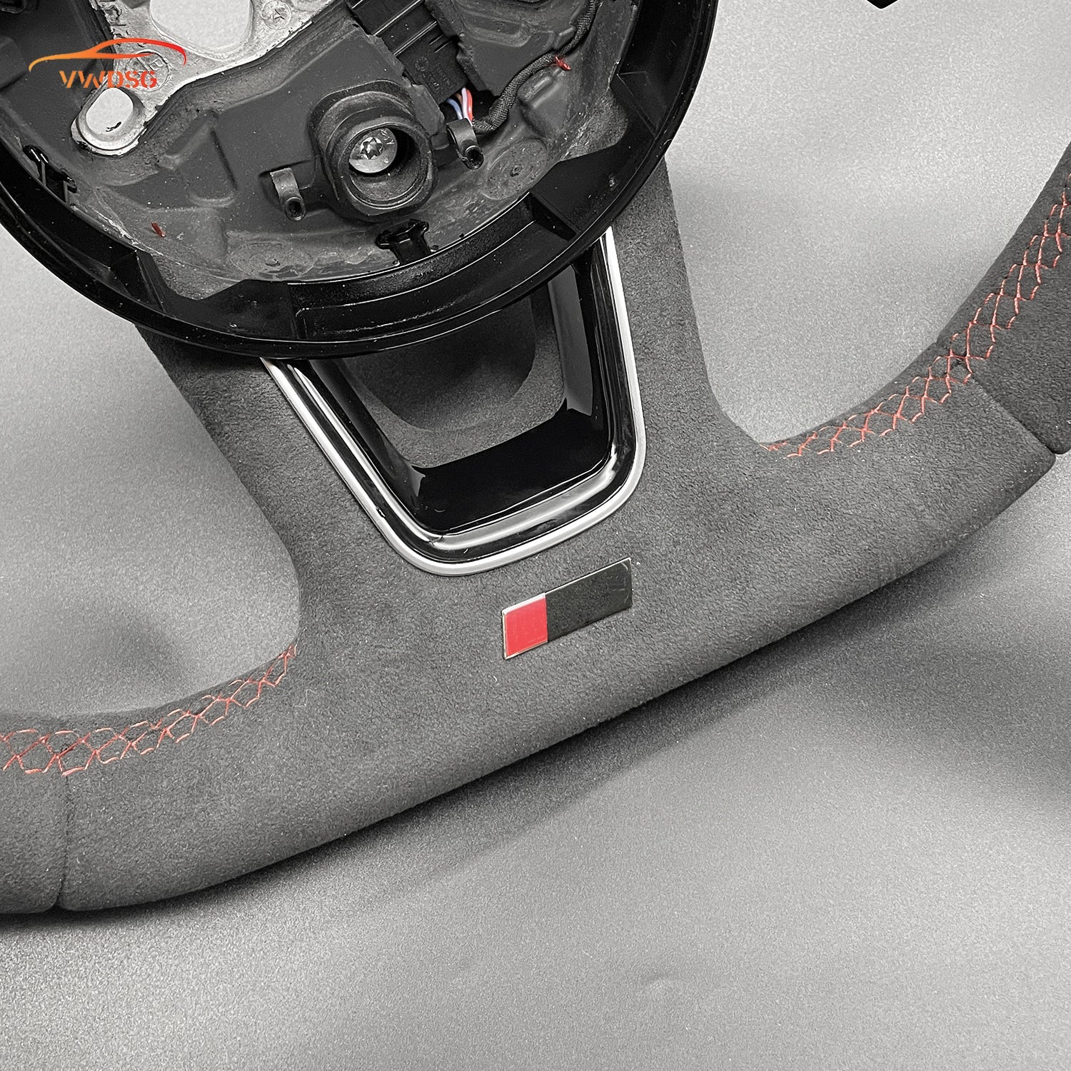 Audi Alcantara Flat - Bottom Steering Wheel | Urus - Style Paddles | Red Center Stripe - Jonparts
