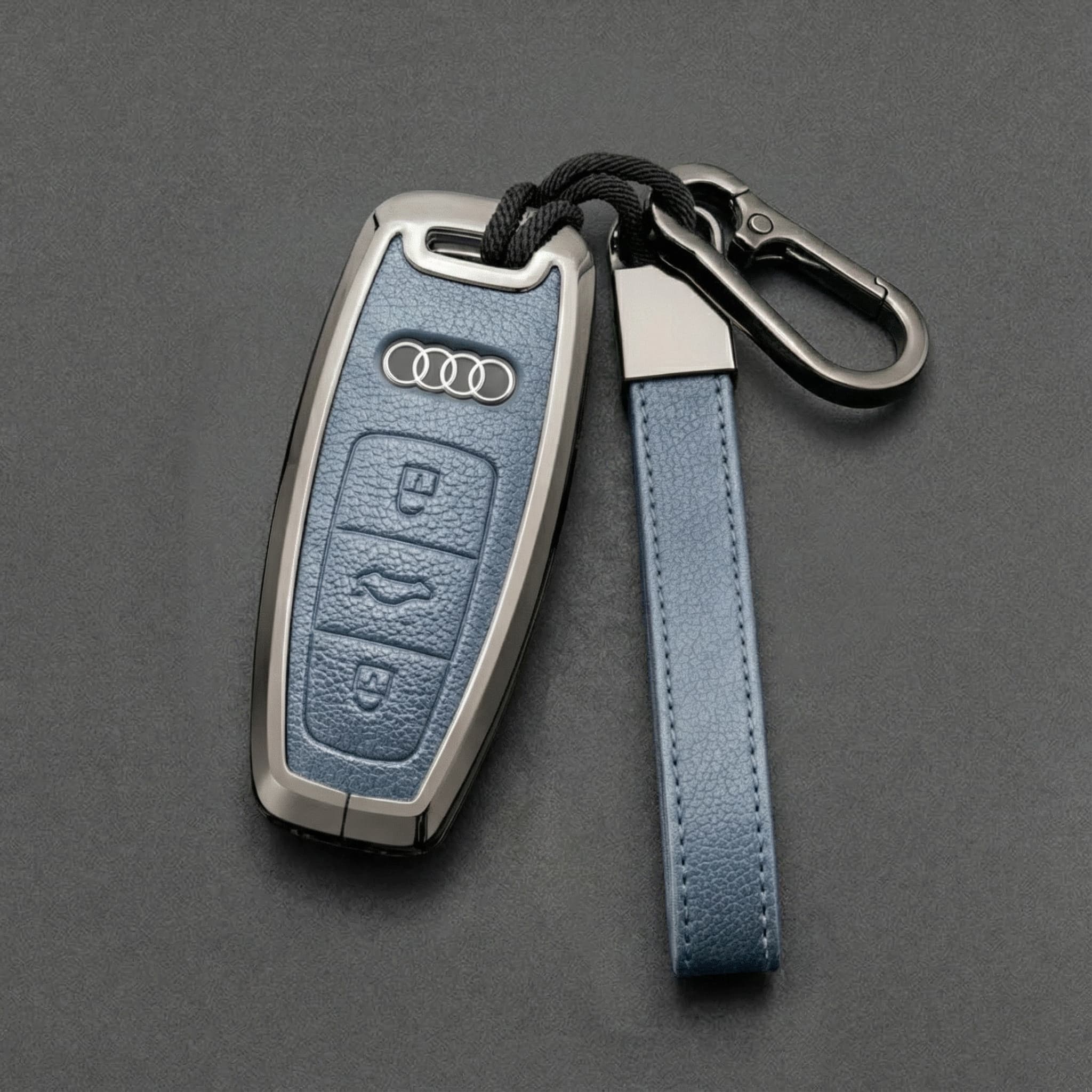 Audi key cover D-Type alloy in blue – compatible with A3–A8, Q4–Q8