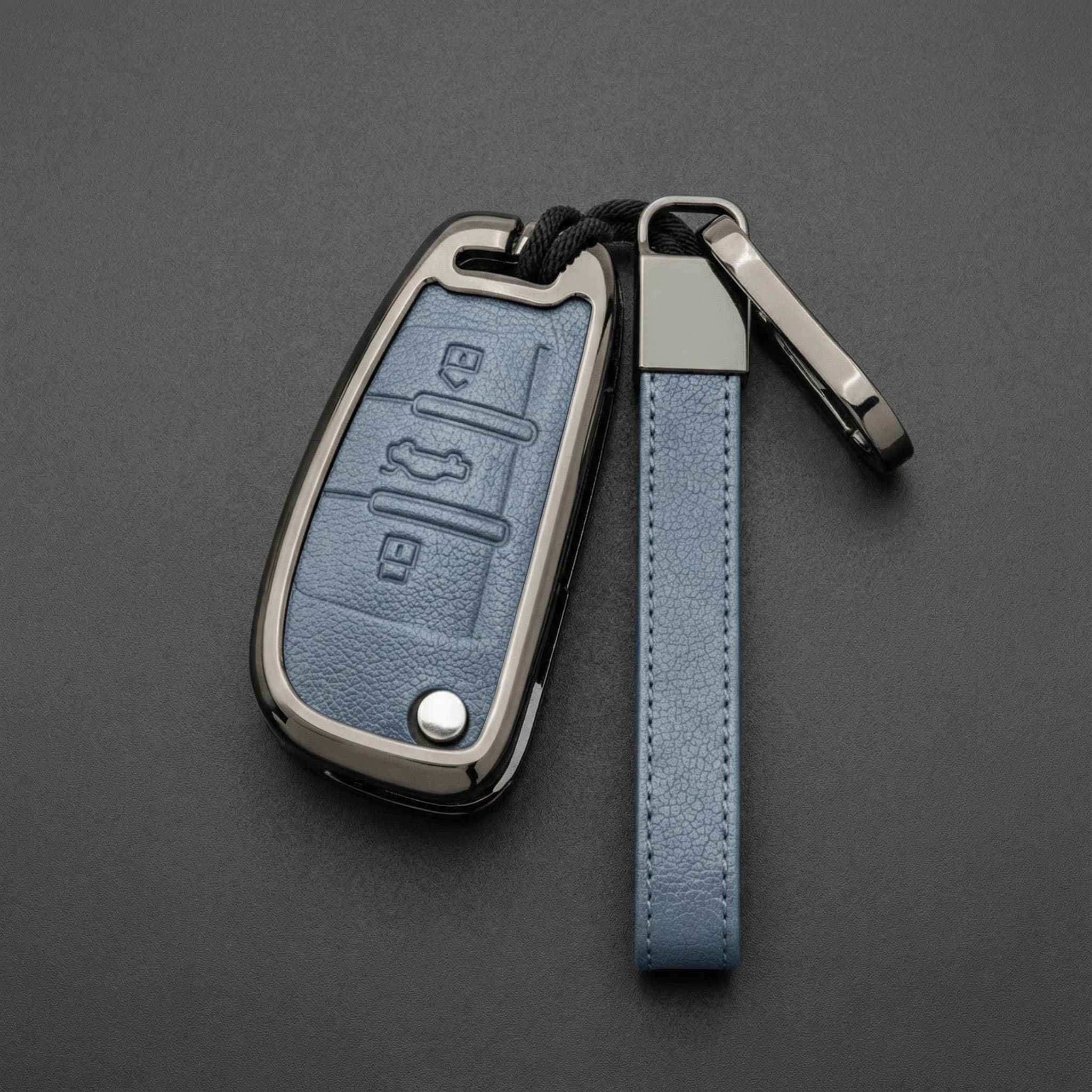 Audi key cover alloy C-Type in blue – compatible with A1, A3, Q2, Q3
