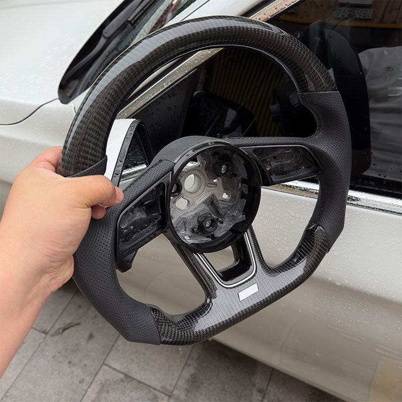 AUDI STEERING WHEEL | FLAT - BOTTOM | CARBON FIBER - Jonparts