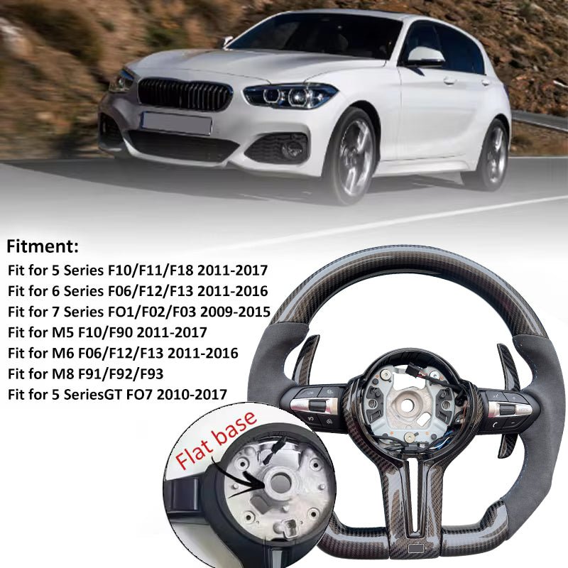 BMW STEERING WHEEL | FLAT BOTTOM | ALCANTARA & CARBON FIBER - Jonparts