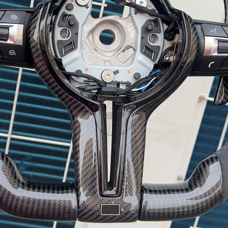BMW STEERING WHEEL | FLAT BOTTOM | ALCANTARA & CARBON FIBER - Jonparts