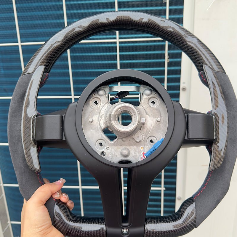 BMW STEERING WHEEL | FLAT BOTTOM | ALCANTARA & CARBON FIBER - Jonparts