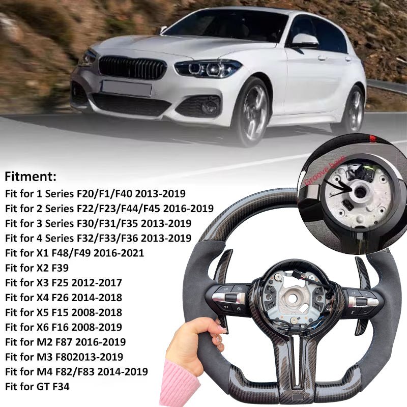 BMW STEERING WHEEL | FLAT BOTTOM | ALCANTARA & CARBON FIBER - Jonparts