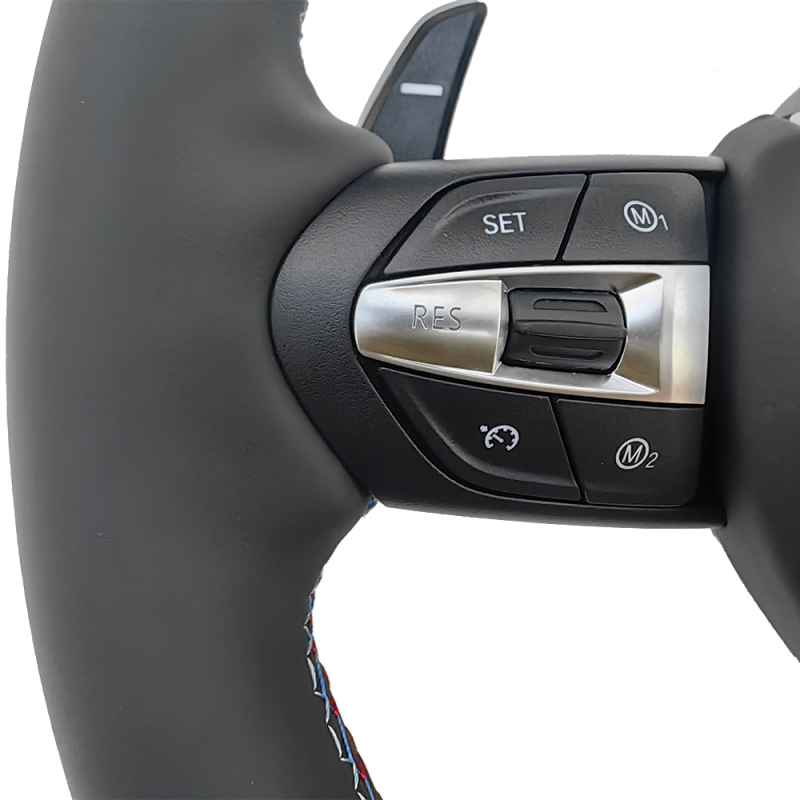 Close-up of BMW F20 F30 M2 M3 M4 Nappa leather steering wheel upgrade