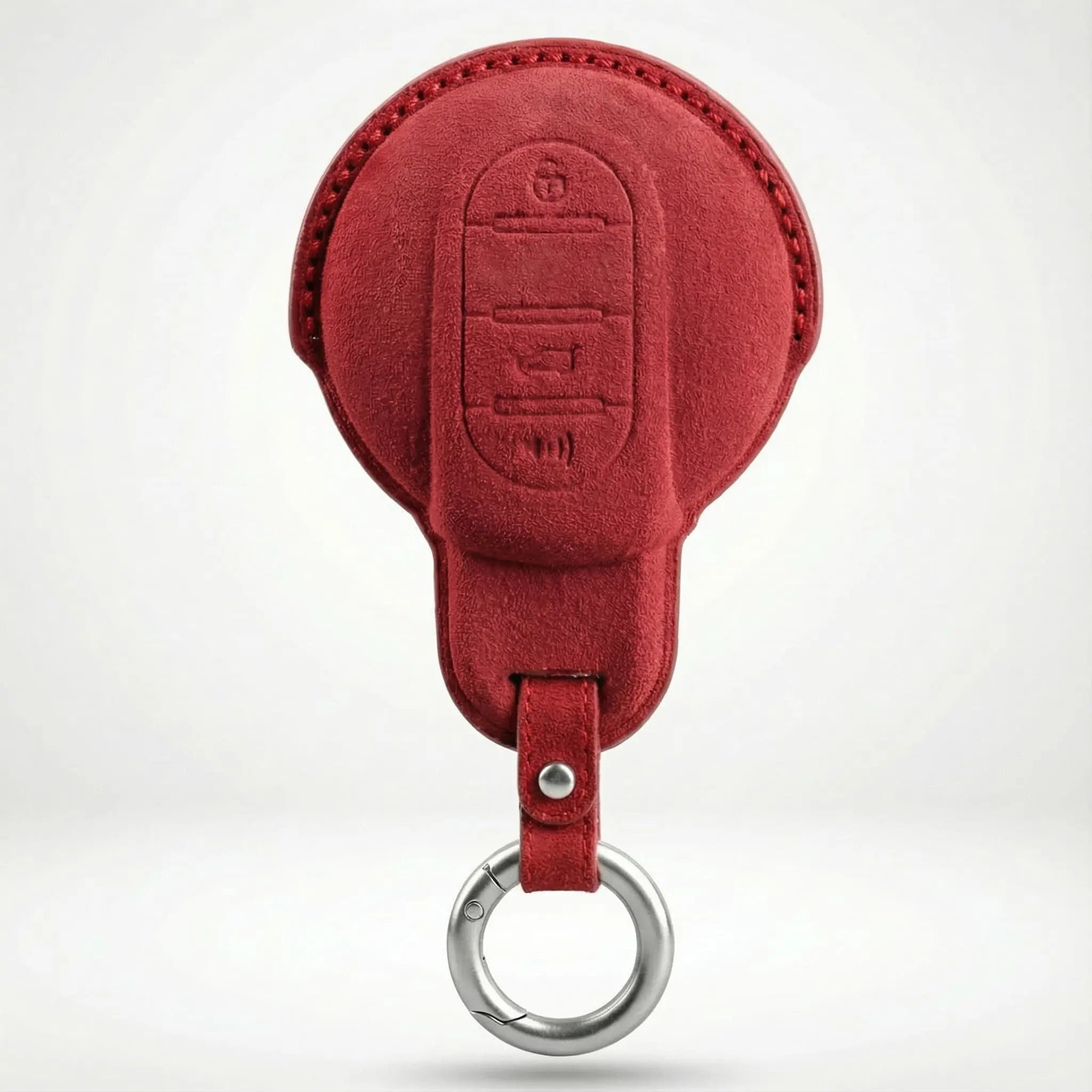 Mini Cooper key cover Type A red Alcantara - luxury suede key fob protection for Mini Cooper