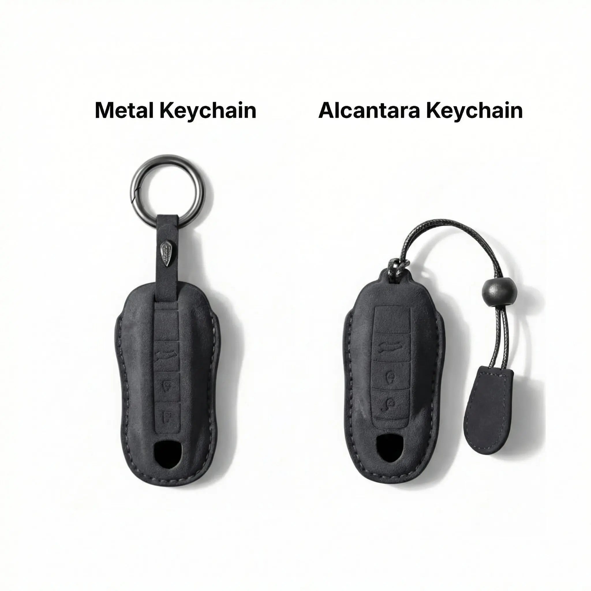 VW Alcantara key cover – metal keychain vs Alcantara loop options