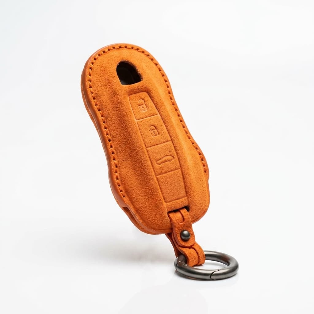 Porsche Key Cover - Orange Alcantara
