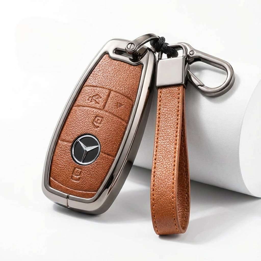 Mercedes Benz key cover B-Type alloy in brown