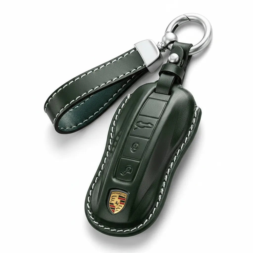 green leather key cover for key car key fob