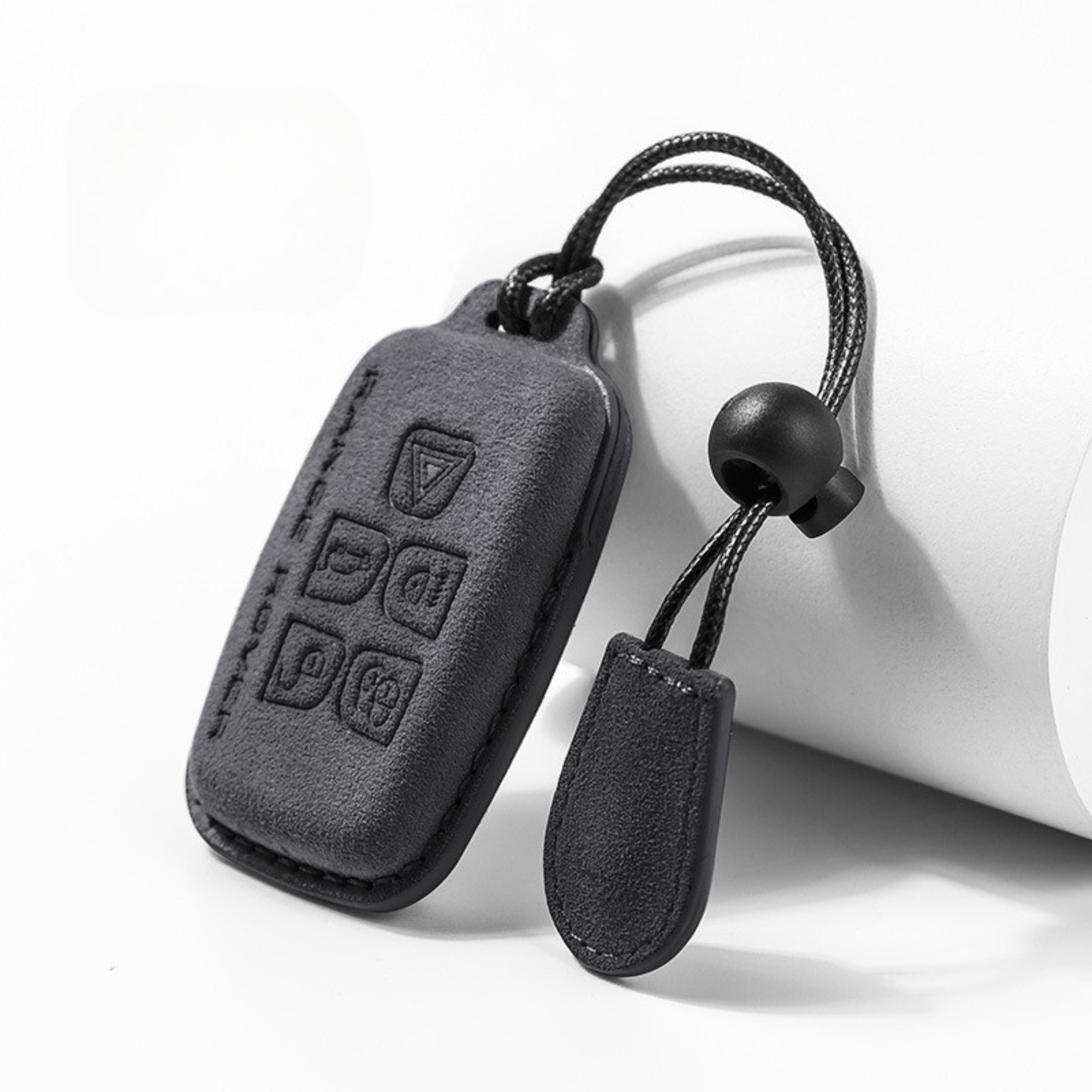 Black Alcantara key cover for Jaguar smart key – suede finish