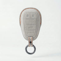 Alfa Romeo Alcantara suede key fob cover in light grey (orange stitching)
