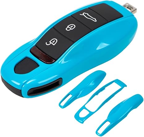 Porsche painted key fob cover in miami blue