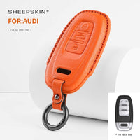 Audi sheepskin key fob cover in orange