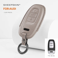 Audi sheepskin key fob cover in gray