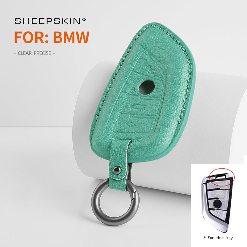 BMW Type A sheepskin key cover - Cyan