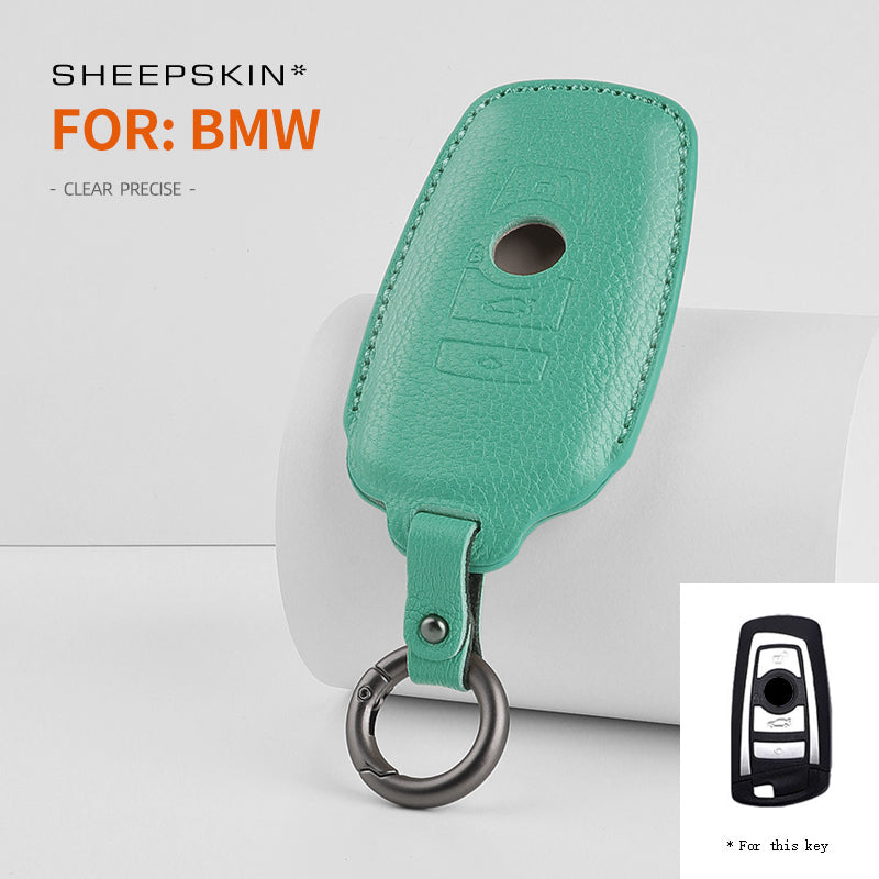 BMW Type B sheepskin key cover - Cyan