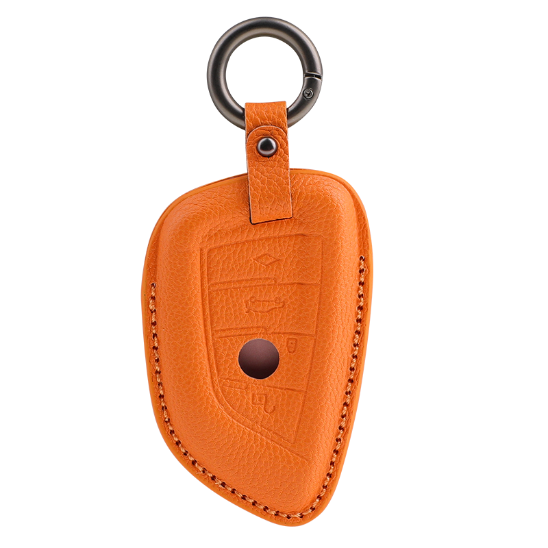 BMW Type E sheepskin key cover - Orange front