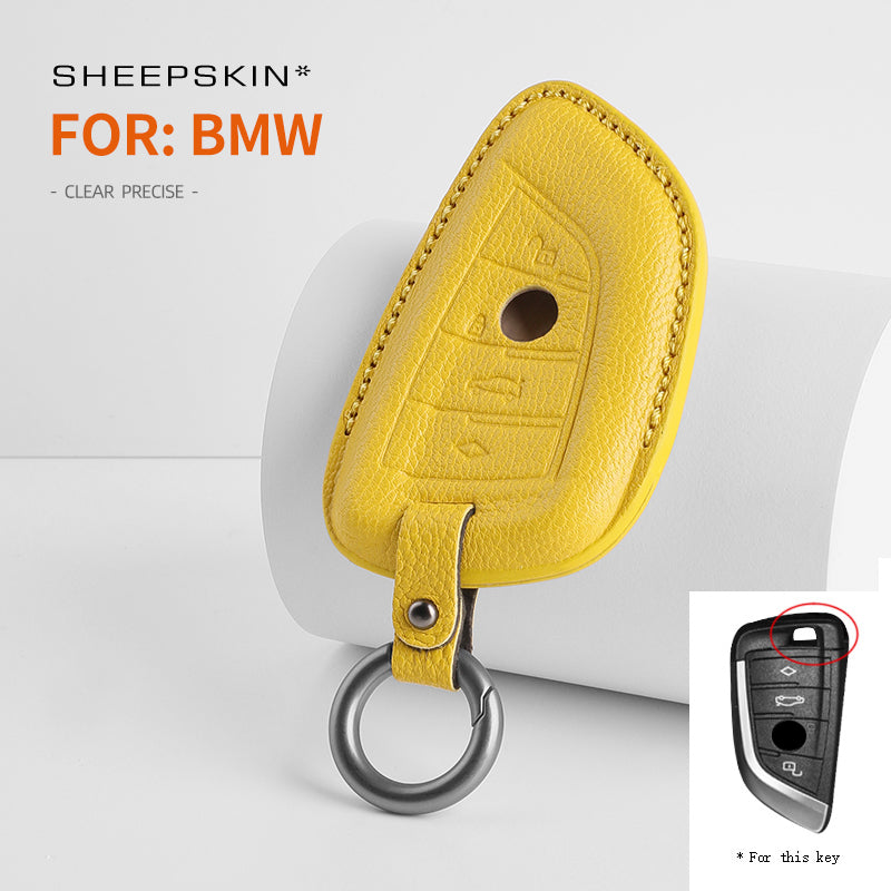 BMW Type E sheepskin key cover - Yellow