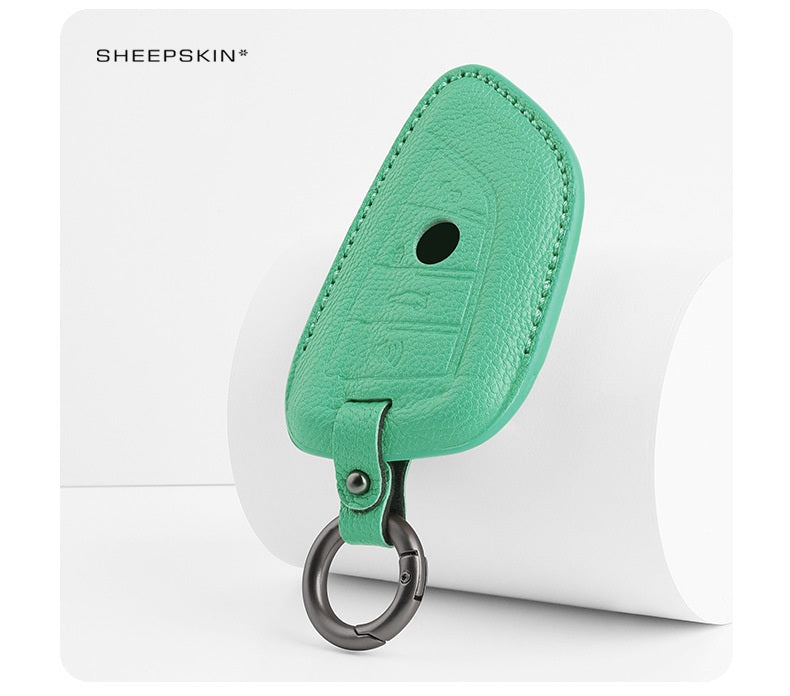 BMW Type F sheepskin key cover - Cyan