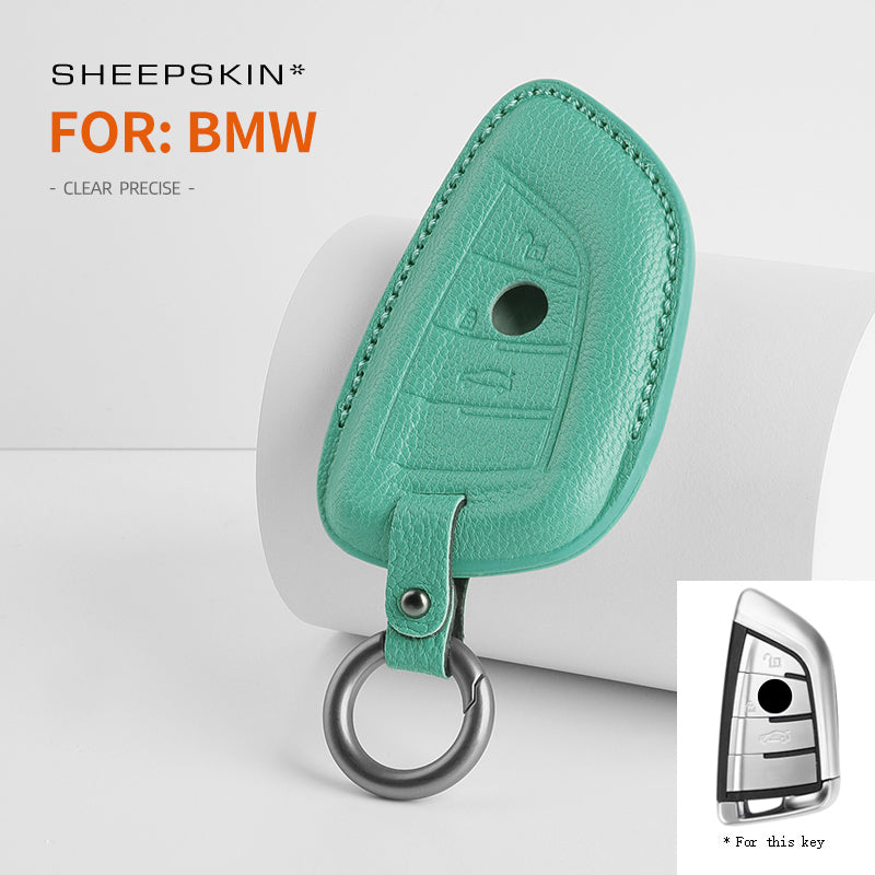 BMW Type G sheepskin key cover - Cyan