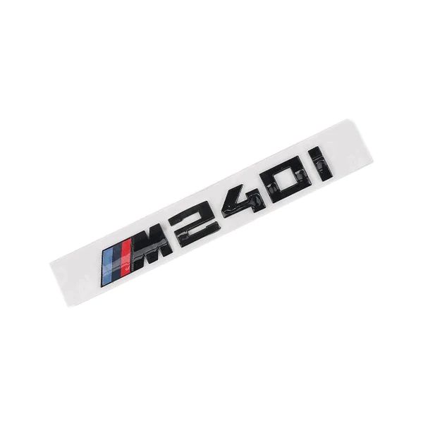 BMW M240i rear badge – gloss black OEM emblem with M stripes