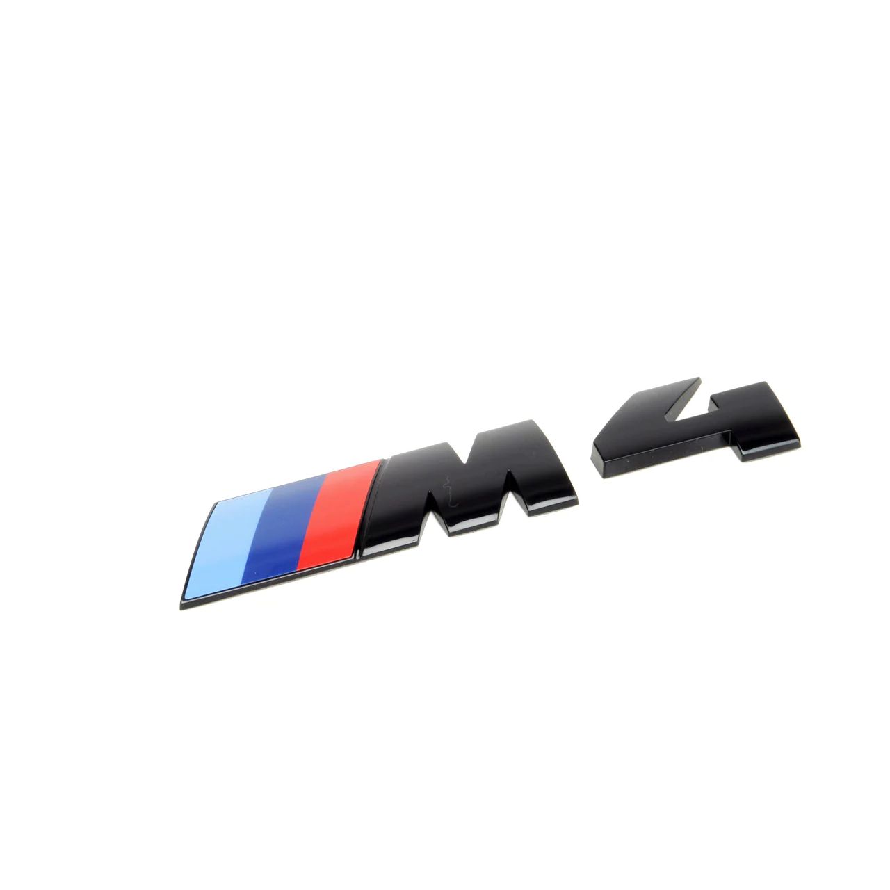 BMW M4 rear badge – gloss black OEM emblem with tri-color M stripes