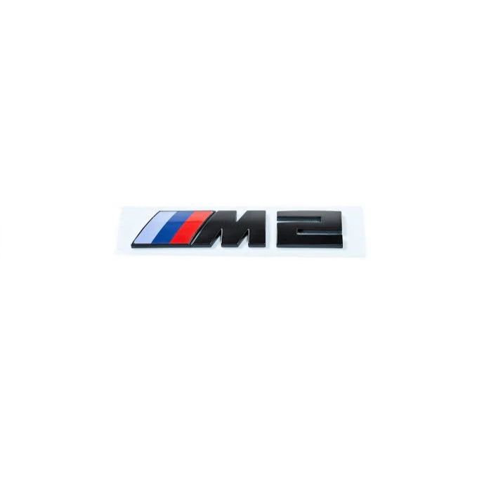BMW M2 F87 rear badge – gloss black OEM emblem with M stripes