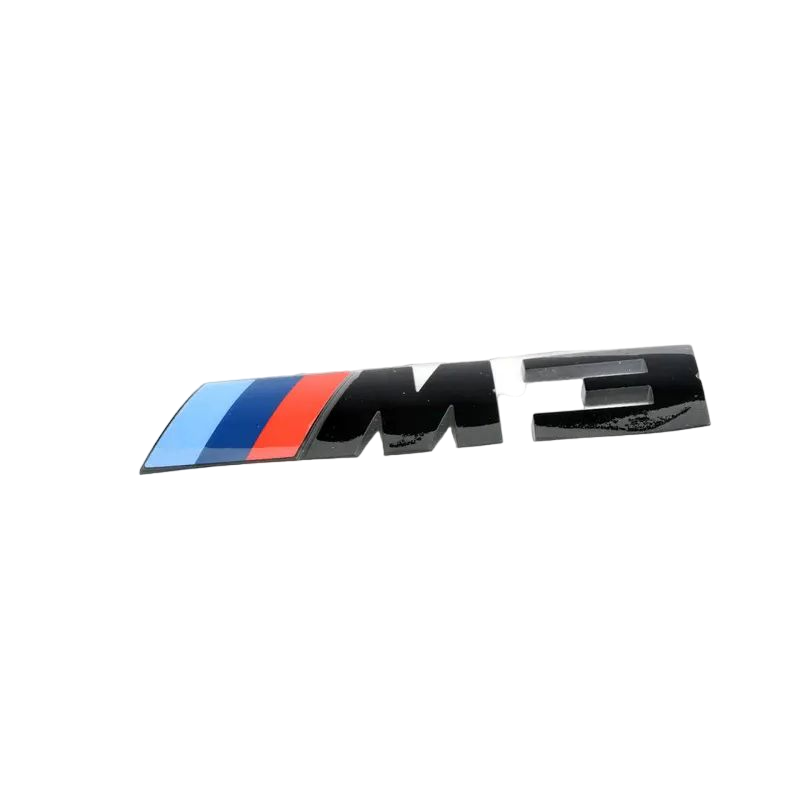 BMW M3 rear badge – gloss black OEM emblem with M tri-color stripes