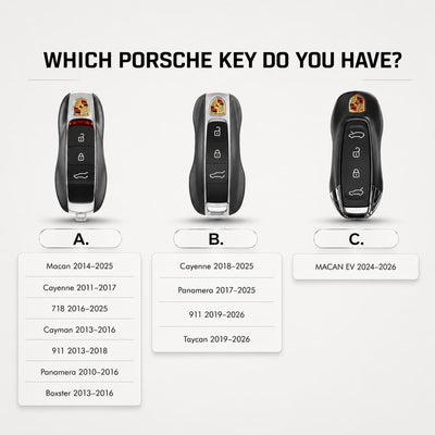 Porsche key fob type guide - compare your key shape before ordering