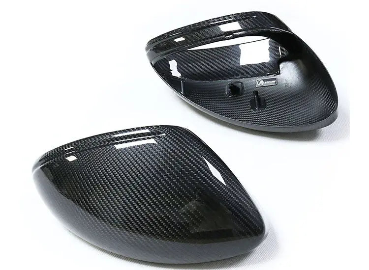 Porsche dry carbon mirror caps, close-up of the weave, view 2
