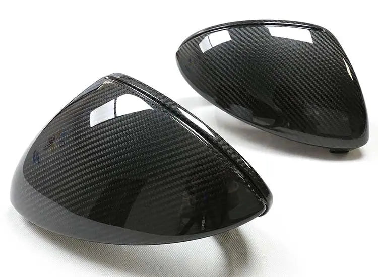 Porsche dry carbon mirror caps, close-up of the weave, view 3