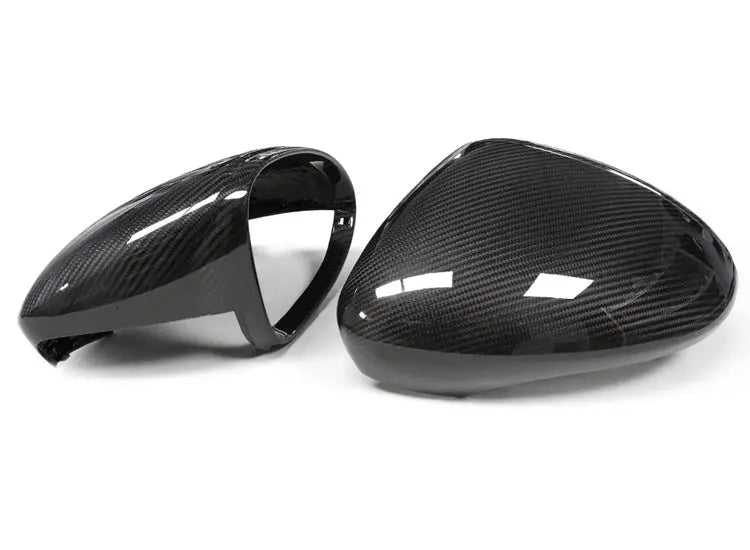 Porsche dry carbon mirror caps, close-up of the weave