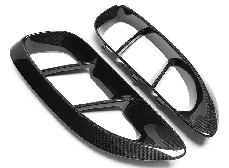 Porsche carbon fiber side air intake covers, close-up of the weave