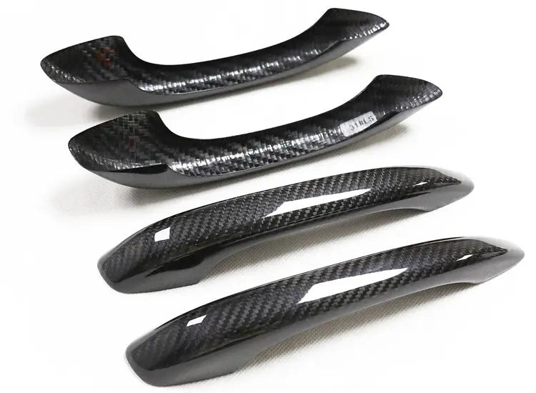 Porsche carbon fiber door handle covers, close-up of the weave