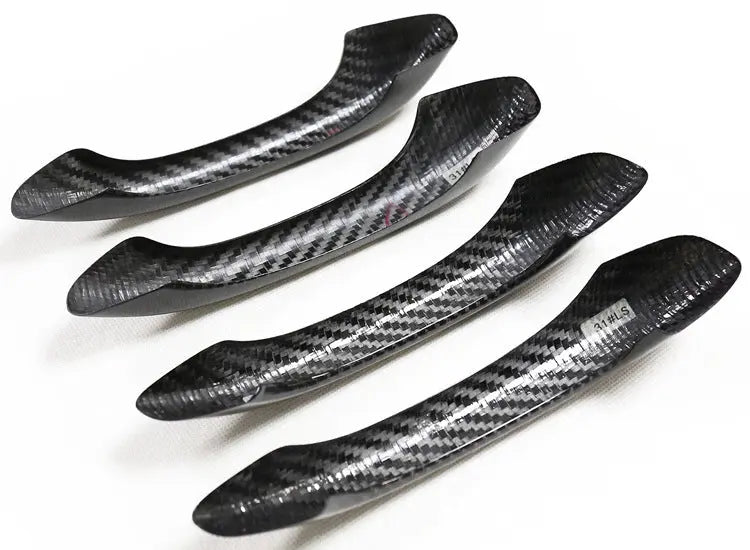 Porsche carbon fiber door handle covers, close-up of the weave, view 4