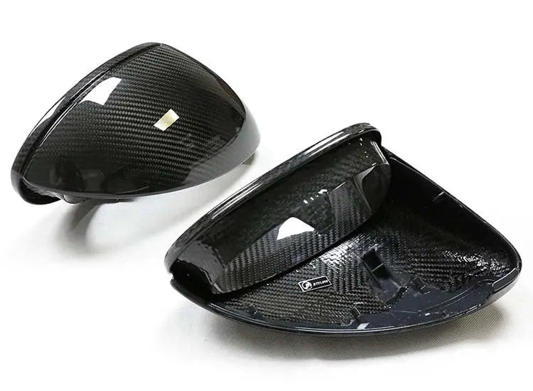 Porsche dry carbon mirror caps, close-up of the weave, view 5