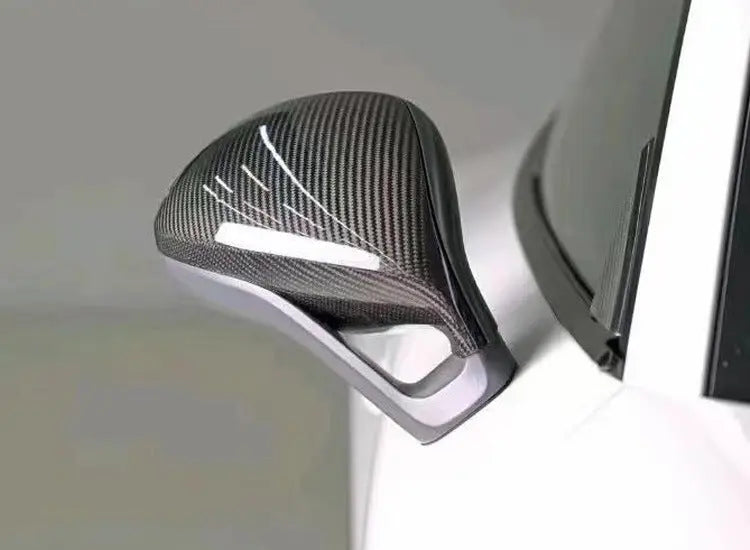 Porsche dry carbon mirror caps, close-up of the weave, view 3