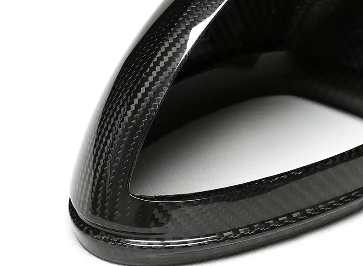Porsche dry carbon mirror caps, close-up of the weave, view 5